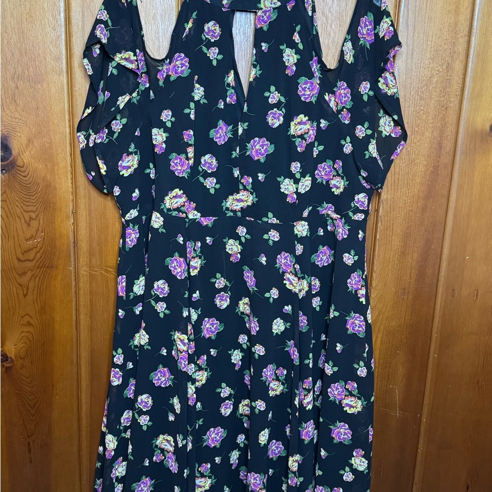 torrid Black Dress with Purple and Green Floral Print